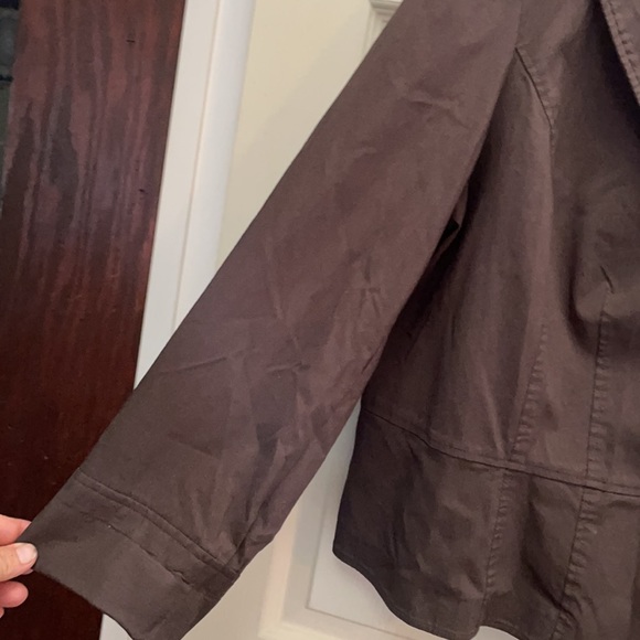 EUC Lane Bryant Brown STRETCHY Fitted Suit Jacket with Hook & Eye Closure, Sz 26 - Picture 9 of 13